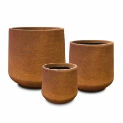 KANTE 17.3 in., 13.4 in., & 10.6 in. H Round Iron Oxide Concrete Planter (Set of 3) Outdoor Indoor Large Pots w/Drainage Holes -VIGOR Plants Shop iron oxide kante plant pots rf2015022bcd c80621 1f 1000