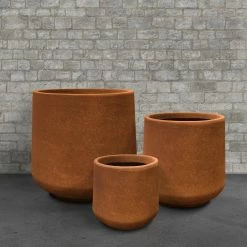 KANTE 17.3 in., 13.4 in., & 10.6 in. H Round Iron Oxide Concrete Planter (Set of 3) Outdoor Indoor Large Pots w/Drainage Holes -VIGOR Plants Shop iron oxide kante plant pots rf2015022bcd c80621 31 1000