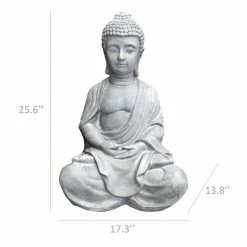 KANTE 25.6 in. H Natural Concrete/Fiberglass Indoor Outdoor Sitting Meditating Zen Buddha Statue -VIGOR Plants Shop kante garden statues osp141006 c80021 31 1000