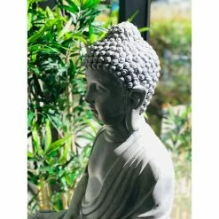 KANTE 25.6 in. H Natural Concrete/Fiberglass Indoor Outdoor Sitting Meditating Zen Buddha Statue -VIGOR Plants Shop kante garden statues osp141006 c80021 4f 1000