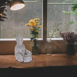 KANTE 6.5 in. H Gray Cement Sitting Buddha Garden Statue Tealight Candle Holder Ornament (2-Pack) -VIGOR Plants Shop kante garden statues sx20200178 fa 1000