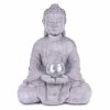 KANTE 14.17 in. H Gray Cement Meditating Buddha Garden Statue Tealight Candle Holder Ornament -VIGOR Plants Shop kante garden statues sx20200179 64 1000