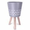 KANTE 17.4 in. Tall Light Gray Lightweight Concrete Classic Outdoor/Indoor Cylindrical Planter with 3 Wooden Legs -VIGOR Plants Shop light gray kante plant pots 18h231 ct 64 1000