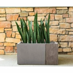 KANTE 31 in and 23 in. L Rectangular Lodgepole Concrete/Fiberglass Indoor Outdoor Elegant Long Planters (Set of 2) -VIGOR Plants Shop lodgepole kante plant pots osf0219ab c81051 4f 1000