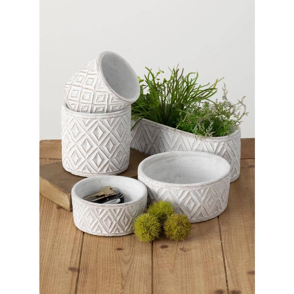 SULLIVANS Multi-Color Cement Patterned Pot (Set of 2) 4 SULLIVANS Multi-Color Cement Patterned Pot (Set of 2) - Image 2