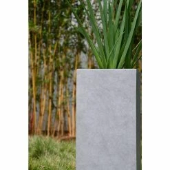 KANTE 28 in. H Square Natural Concrete/Fiberglass Indoor Outdoor Modern Seamless Tall Planter -VIGOR Plants Shop natural concrete kante plant pots osf0002c c80021 4f 1000