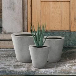 KANTE Large, Medium, Small Round Natural Finish Lightweight Concrete and Weather Resistant Fiberglass Planters (Set of 3) -VIGOR Plants Shop natural concrete kante plant pots rc0154bcd c80021 44 1000