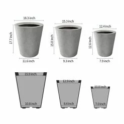 KANTE Large, Medium, Small Round Natural Finish Lightweight Concrete and Weather Resistant Fiberglass Planters (Set of 3) -VIGOR Plants Shop natural concrete kante plant pots rc0154bcd c80021 4f 1000