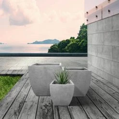 KANTE Square Natural Finish Lightweight Concrete & Weather Resistant Fiberglass Planters with Drainage Holes (Set of 3) 12 KANTE Square Natural Finish Lightweight Concrete & Weather Resistant Fiberglass Planters with Drainage Holes (Set of 3) -VIGOR Plants Shop natural concrete kante plant pots rf0126abc c80021 c3 1000