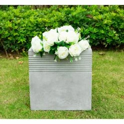 KANTE Small 15 in. Tall Natural Lightweight Concrete Modern Square Outdoor Planter -VIGOR Plants Shop natural concrete kante plant pots rf0128b c80021 c3 1000