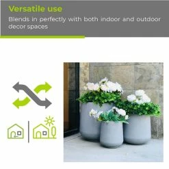 KANTE 17.3 in. Tall Natural Lightweight Concrete Footed Tulip Outdoor Round Planter (Set of 3) -VIGOR Plants Shop natural kante plant pots rf2015022bcd c80021 76 1000