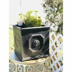 KANTE 12.6 in. Tall Oil Rubbed Bronze Lightweight Concrete Classic Square English Style Lion Head Planter -VIGOR Plants Shop oil rubbed bronze kante plant pots rf0172b c80201 1f 1000