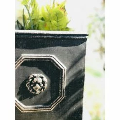 KANTE 12.6 in. Tall Oil Rubbed Bronze Lightweight Concrete Classic Square English Style Lion Head Planter -VIGOR Plants Shop oil rubbed bronze kante plant pots rf0172b c80201 4f 1000