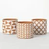 SULLIVANS Geometric Print Terracotta Pot - Set of 3 2 SULLIVANS Geometric Print Terracotta Pot - Set of 3 -VIGOR Plants Shop orange and white patterned sullivans plant pots cmt1200 64 1000
