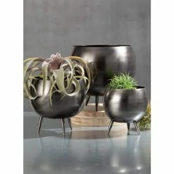 SULLIVANS Pewter Metal Pot With Feet (Set of 3) -VIGOR Plants Shop pewter sullivans plant pots met1626 4f 1000