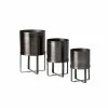 SULLIVANS Pewter Metal Planter With Stand (Set of 3) -VIGOR Plants Shop pewter sullivans plant pots met1627 64 1000