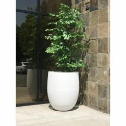 KANTE 21.7 in. H Round Pure White Concrete Indoor Outdoor Modern Tall Planter -VIGOR Plants Shop pure white kante plant pots osc0066a c80011 1f 1000