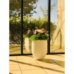 KANTE 21.7 in. H Round Pure White Concrete Indoor Outdoor Modern Tall Planter -VIGOR Plants Shop pure white kante plant pots osc0066a c80011 44 1000