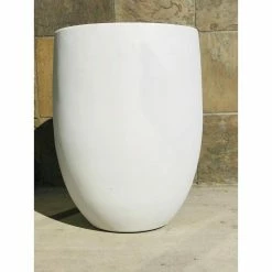 KANTE 21.7 in. H Round Pure White Concrete Indoor Outdoor Modern Tall Planter -VIGOR Plants Shop pure white kante plant pots osc0066a c80011 4f 1000