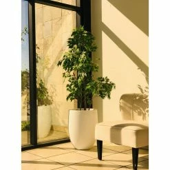 KANTE 21.7 in. H Round Pure White Concrete Indoor Outdoor Modern Tall Planter -VIGOR Plants Shop pure white kante plant pots osc0066a c80011 76 1000
