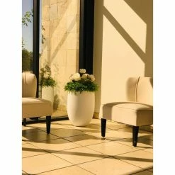 KANTE 21.7 in. H Round Pure White Concrete Indoor Outdoor Modern Tall Planter -VIGOR Plants Shop pure white kante plant pots osc0066a c80011 fa 1000