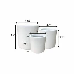 KANTE 15.8 in. x 12.9 in. & 9.8 in. W Round Pure White Concrete/Fiberglass Indoor Outdoor Modern Seamless Planters (Set of 3) 9 KANTE 15.8 in. x 12.9 in. & 9.8 in. W Round Pure White Concrete/Fiberglass Indoor Outdoor Modern Seamless Planters (Set of 3) -VIGOR Plants Shop pure white kante plant pots osc0119abc c80011 1f 1000