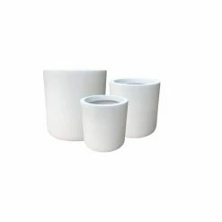 KANTE 15.8 in. x 12.9 in. & 9.8 in. W Round Pure White Concrete/Fiberglass Indoor Outdoor Modern Seamless Planters (Set of 3)