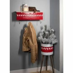 SULLIVANS Red & White Reindeer Metal and Wood Planter Stand (Set of 2) -VIGOR Plants Shop red sullivans plant pots met1741 4f 1000