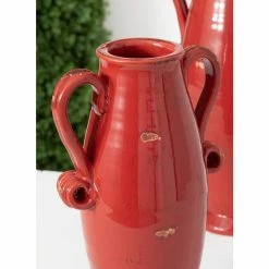 SULLIVANS Red Ceramic Handled Urn (Set of 2) -VIGOR Plants Shop red sullivans urn planters cm2955 c3 1000