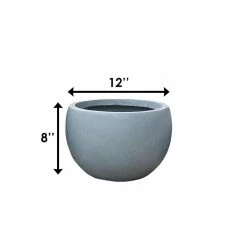KANTE 12 in. W Round Slate Gray Concrete/Fiberglass Indoor Outdoor Modern Seamless Bowl Planter -VIGOR Plants Shop slate gray kante plant pots osc0049a c60611 d4 1000