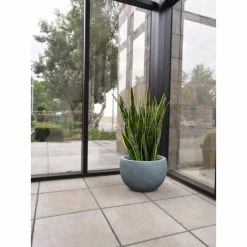 KANTE 12 in. W Round Slate Gray Concrete/Fiberglass Indoor Outdoor Modern Seamless Bowl Planter -VIGOR Plants Shop slate gray kante plant pots osc0049a c60611 fa 1000