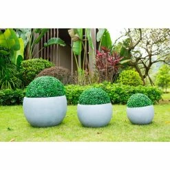 KANTE 20 in., 16 in. and 12 in. W Round Slate Gray Concrete/Fiberglass Indoor Outdoor Elegant Bowl Planters (Set of 3) -VIGOR Plants Shop slate gray kante plant pots osc0049abc c60611 4f 1000