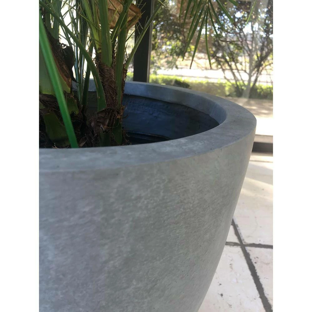 KANTE 10 in. W Round Slate Gray Concrete/Fiberglass Indoor Outdoor Elegant Planter 6 KANTE 10 in. W Round Slate Gray Concrete/Fiberglass Indoor Outdoor Elegant Planter - Image 4