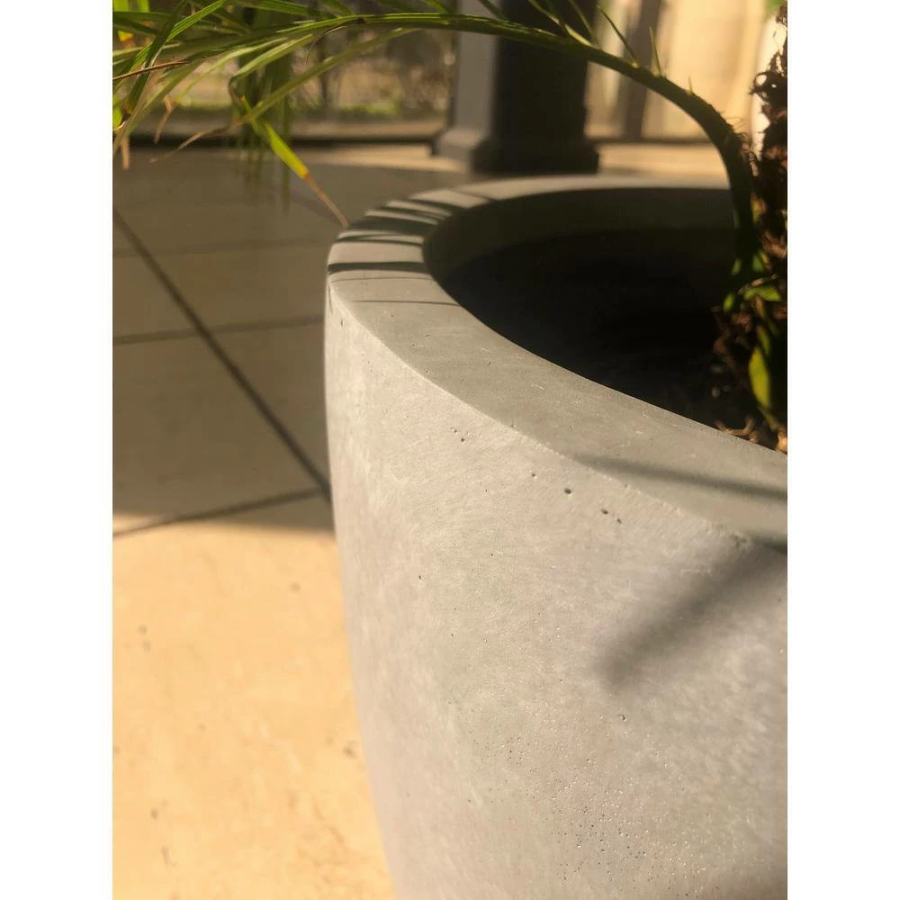 KANTE 18", 14" and 10"W Round Slate Gray Lightweight Concrete/Fiberglass Indoor Outdoor Elegant Seamless Planters (Set of 3) 7 KANTE 18", 14" and 10"W Round Slate Gray Lightweight Concrete/Fiberglass Indoor Outdoor Elegant Seamless Planters (Set of 3) - Image 5