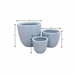 KANTE 18", 14" and 10"W Round Slate Gray Lightweight Concrete/Fiberglass Indoor Outdoor Elegant Seamless Planters (Set of 3) 19 KANTE 18", 14" and 10"W Round Slate Gray Lightweight Concrete/Fiberglass Indoor Outdoor Elegant Seamless Planters (Set of 3) -VIGOR Plants Shop slate gray kante plant pots osc0050abc c60611 d4 1000