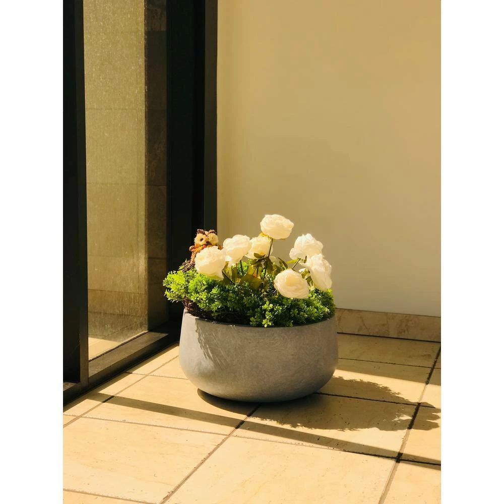 KANTE 20 in. W Round Slate Gray Lightweight Concrete/Fiberglass Indoor Outdoor Elegant Bowl Planter 8 KANTE 20 in. W Round Slate Gray Lightweight Concrete/Fiberglass Indoor Outdoor Elegant Bowl Planter - Image 6
