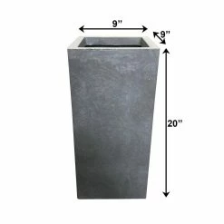 KANTE 20 in. H Square Slate Gray Lightweight Concrete/Fiberglass Indoor Outdoor Elegant Tall Planter -VIGOR Plants Shop slate gray kante plant pots osf0002a c60611 fa 1000