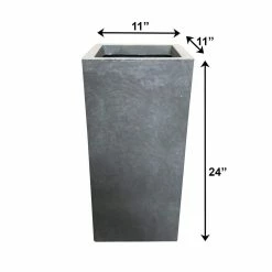 KANTE 24 in. H Square Slate Gray Concrete/Fiberglass Indoor Outdoor Elegant Tall Planter -VIGOR Plants Shop slate gray kante plant pots osf0002b c60611 fa 1000