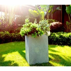 KANTE 13 in. H Square Slate Gray Lightweight Concrete/Fiberglass Indoor Outdoor Modern Planter -VIGOR Plants Shop slate gray kante plant pots osf0007a c60611 44 1000