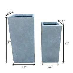 KANTE 19 in. and 16 in. H Square Slate Gray Concrete/Fiberglass Indoor Outdoor Modern Seamless Planters -VIGOR Plants Shop slate gray kante plant pots osf0007bc c60611 1f 1000