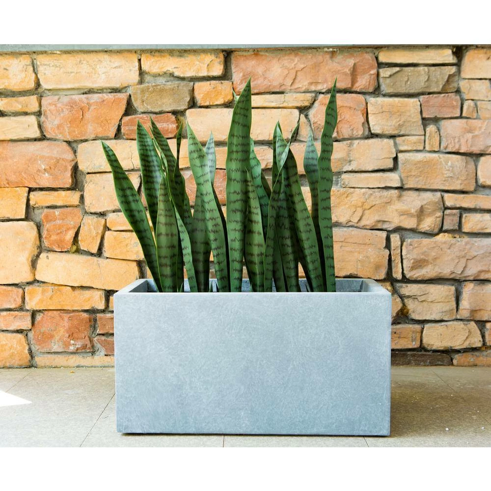 KANTE 23 in. L Rectangular Slate Gray Concrete/Fiberglass Indoor Outdoor Modern Planter 5 KANTE 23 in. L Rectangular Slate Gray Concrete/Fiberglass Indoor Outdoor Modern Planter - Image 3