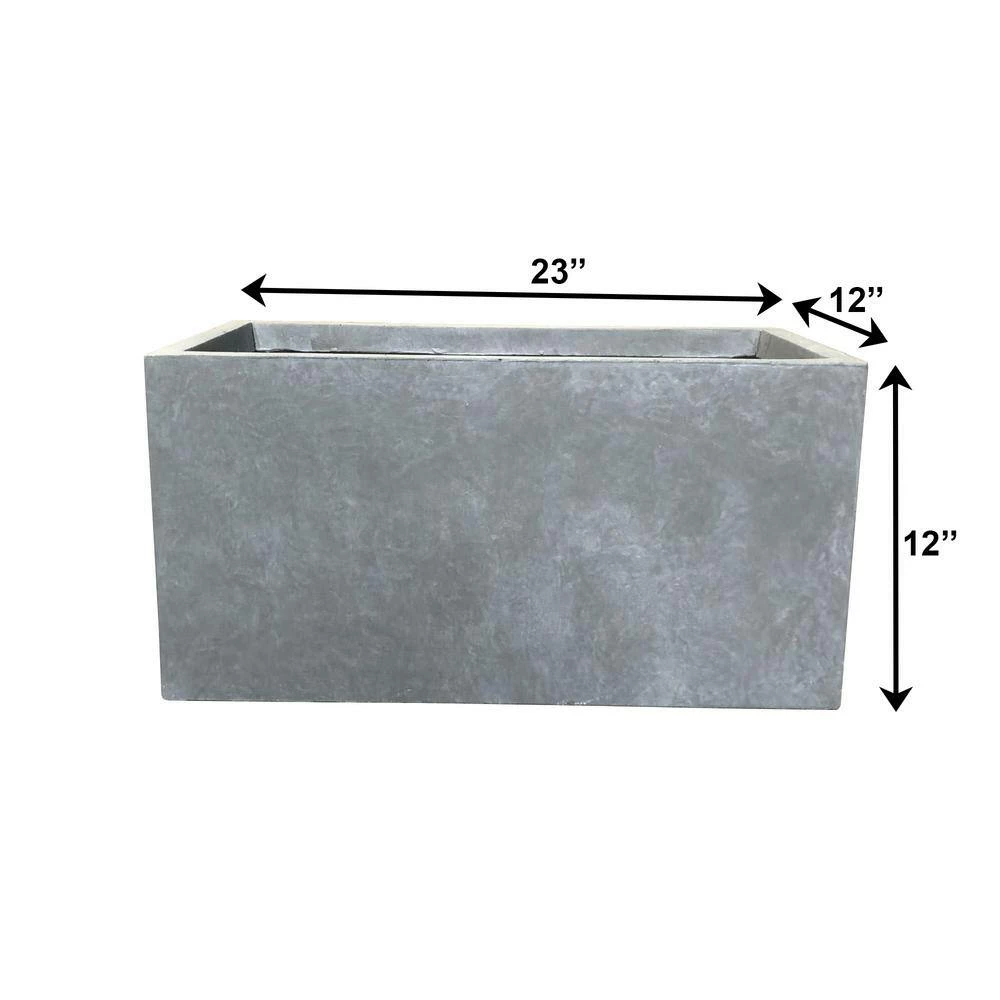 KANTE 23 in. L Rectangular Slate Gray Concrete/Fiberglass Indoor Outdoor Modern Planter 8 KANTE 23 in. L Rectangular Slate Gray Concrete/Fiberglass Indoor Outdoor Modern Planter - Image 6