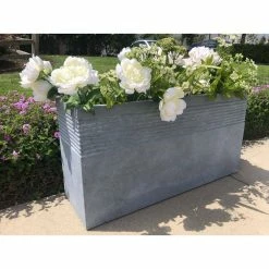 KANTE 31.5 in. L Rectangular Slate Gray Concrete/Fiberglass Indoor Outdoor Modern Elegant Planter -VIGOR Plants Shop slate gray kante plant pots osf0131b c60611 1f 1000