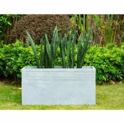 KANTE 31.5 in. L Rectangular Slate Gray Concrete/Fiberglass Indoor Outdoor Modern Elegant Planter -VIGOR Plants Shop slate gray kante plant pots osf0131b c60611 44 1000