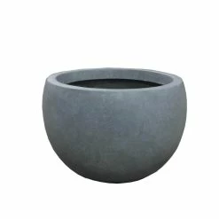 KANTE 8 in. Tall Slate Gray Lightweight Concrete Outdoor Round Bowl Planter