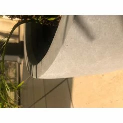 KANTE 9 in. Tall Slate Gray Lightweight Concrete Modern Outdoor Round Planter -VIGOR Plants Shop slate gray kante plant pots rc0050a c60611 44 1000