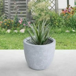 KANTE 12 in. Tall Slate Gray Lightweight Concrete Round Modern Outdoor Planter 14 KANTE 12 in. Tall Slate Gray Lightweight Concrete Round Modern Outdoor Planter -VIGOR Plants Shop slate gray kante plant pots rc0050b c60611 1f 1000
