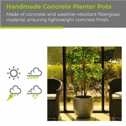 KANTE 12 in. Tall Slate Gray Lightweight Concrete Round Modern Outdoor Planter 16 KANTE 12 in. Tall Slate Gray Lightweight Concrete Round Modern Outdoor Planter -VIGOR Plants Shop slate gray kante plant pots rc0050b c60611 fa 1000