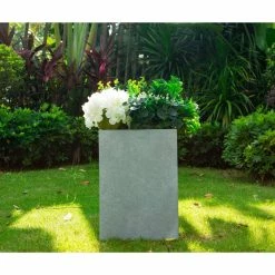 KANTE Small 13 in. Tall Slate Gray Lightweight Concrete Square Outdoor Planter -VIGOR Plants Shop slate gray kante plant pots rf0007a c60611 e1 1000
