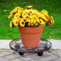 Vigoro 17 in. x 17 in. x 2.8 in. Silver Metal Plant Caddy -VIGOR Plants Shop vigoro planter caddies 154273 1f 1000